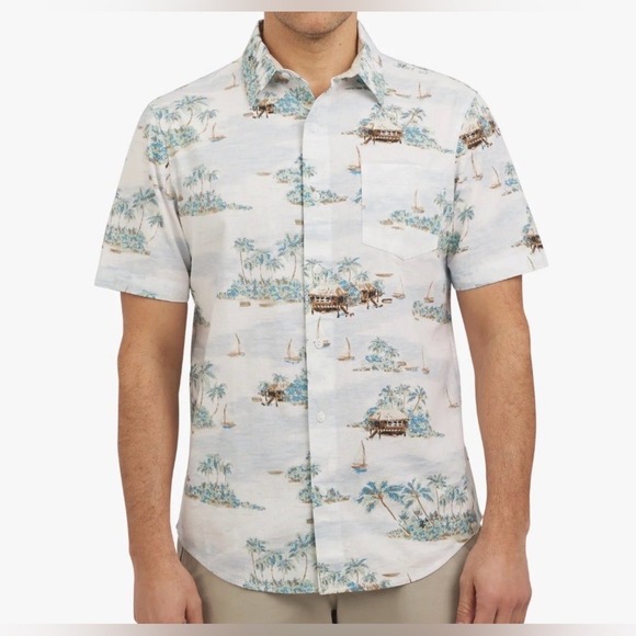 Chaps Other - *NWT* CHAPS Men Size MEDIUM Sea Salt Coast Tropical Button Down Shirt CM15SW960